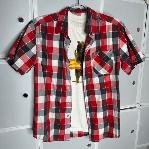 Faded Glory Boys 2 Piece T-Shirt & Button up Shirt Set Size XL 14/16 - Picture 1 of 6